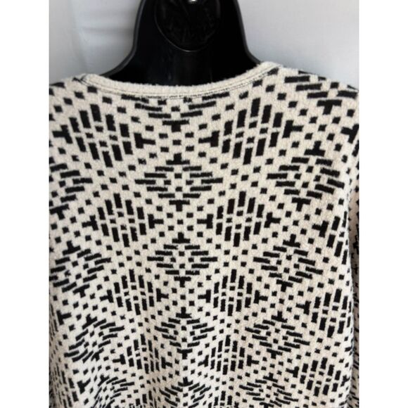 H&M Poncho Cream Black Aztec Open Front Cardigan Size XS One Size Cowgirl Shawl - Picture 6 of 10